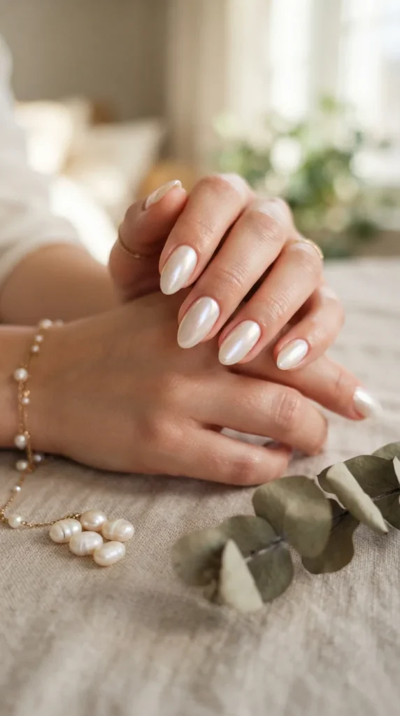 4. Pearl Shimmer Nails