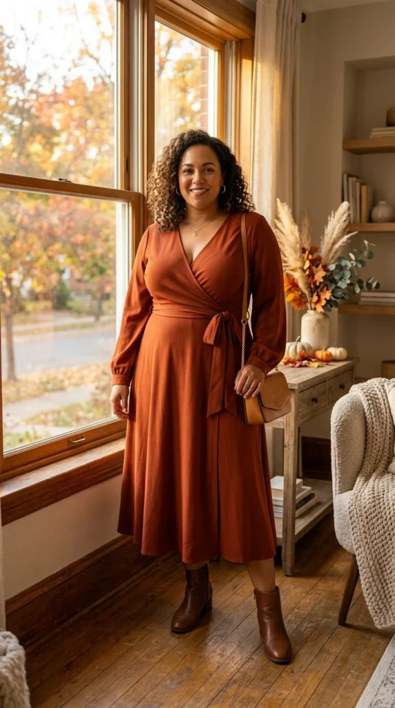 Rust Wrap Dress