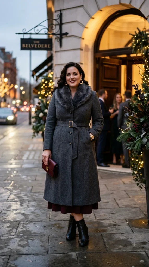 Faux Fur Collar Wool Coat
