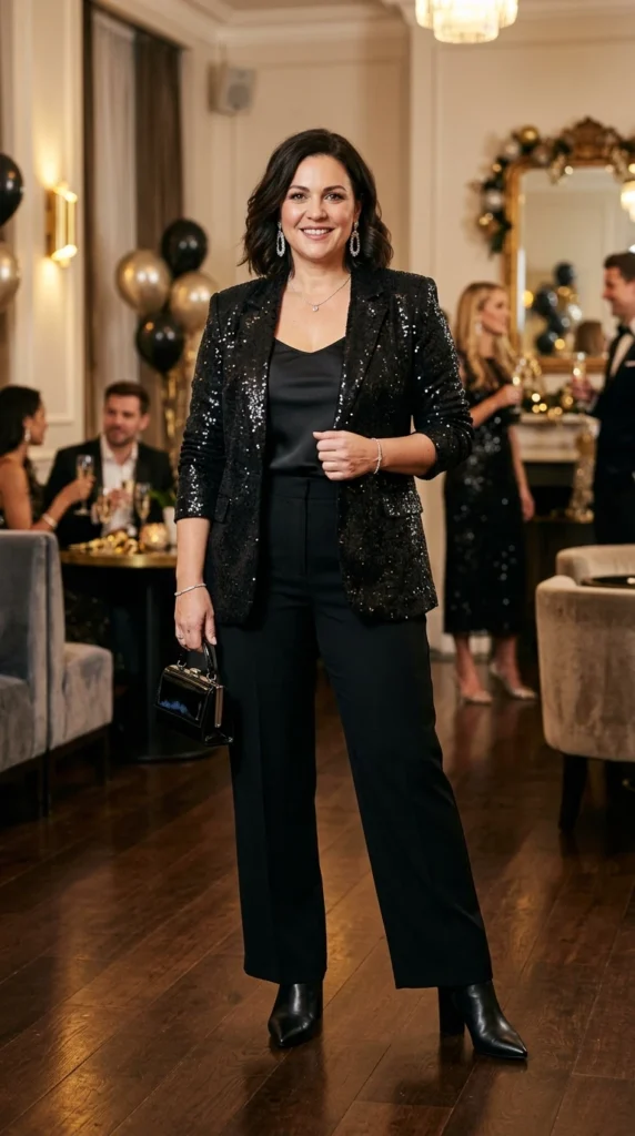 Black Sequin Blazer with Trousers