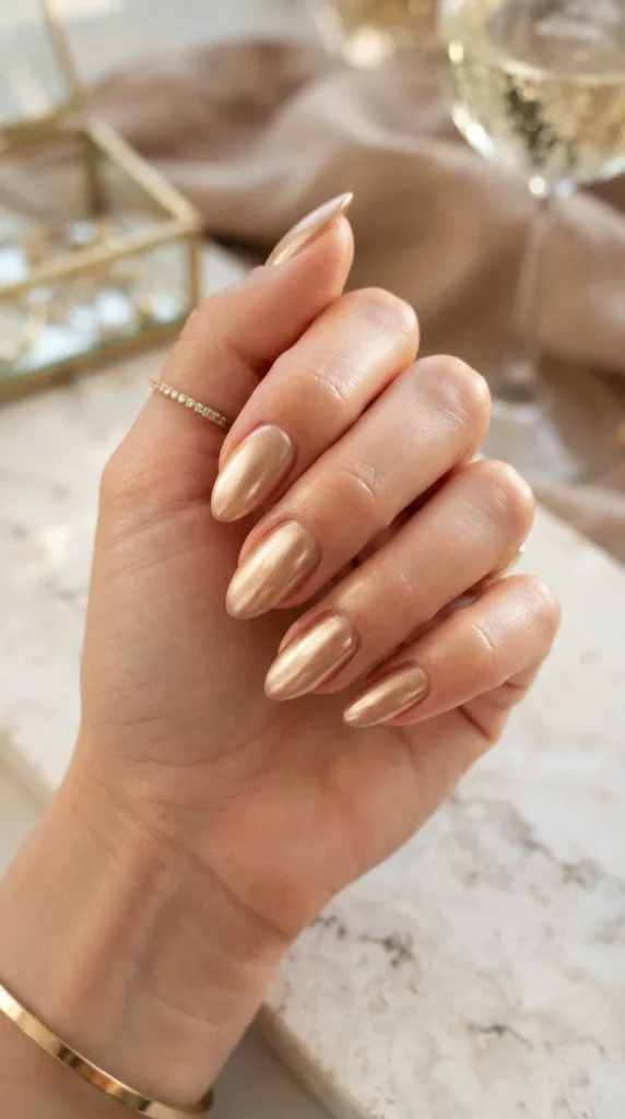 5. Champagne Glow Nails