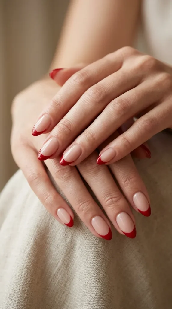 Colored Tip on Short Almond Nails