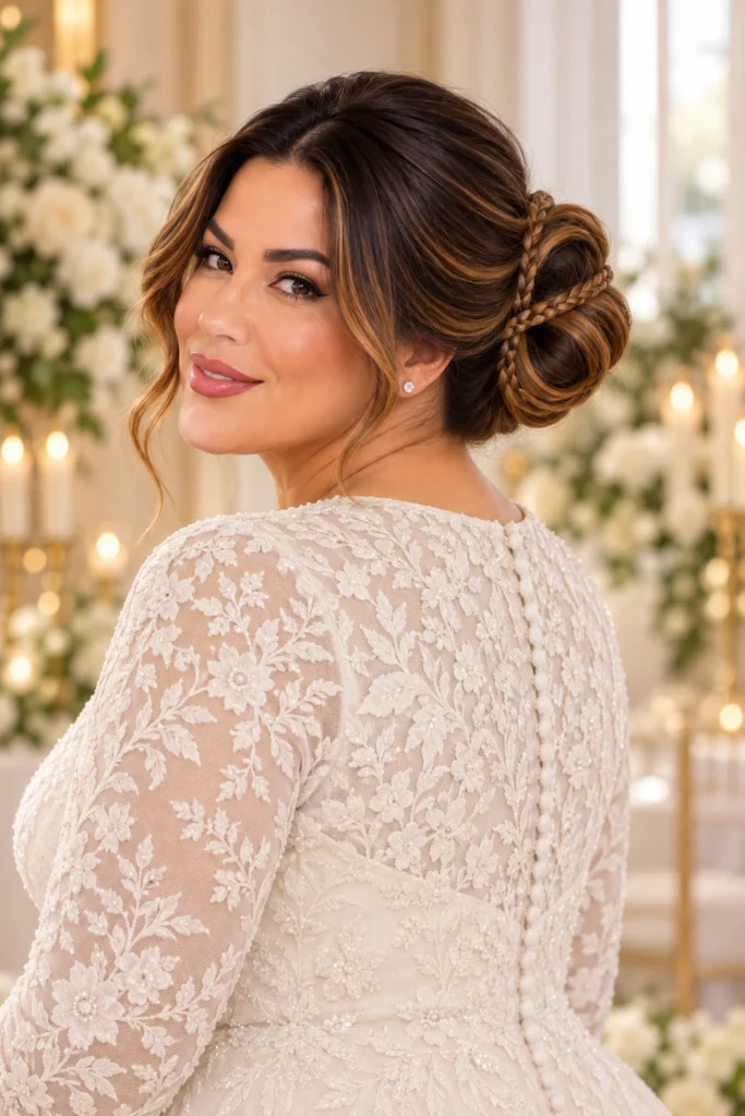 Infinity Bun with Delicate Braid Wrap