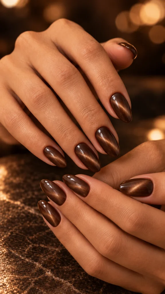 Mocha Cat Eye Nails