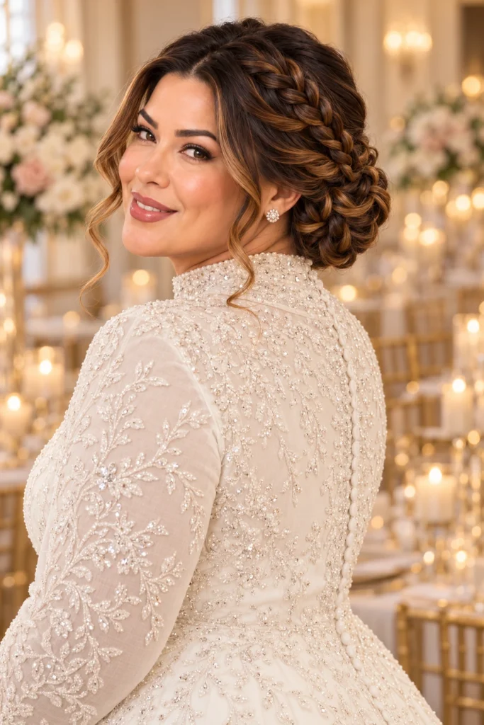 Soft Waves with a Braided Crown Accent