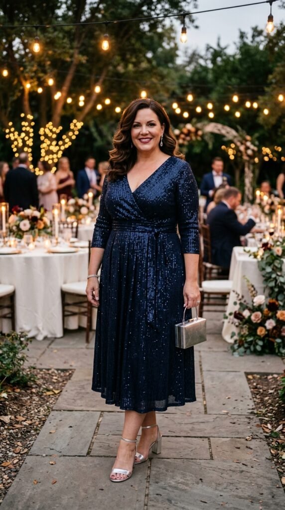 Navy Sequin Cocktail Dress