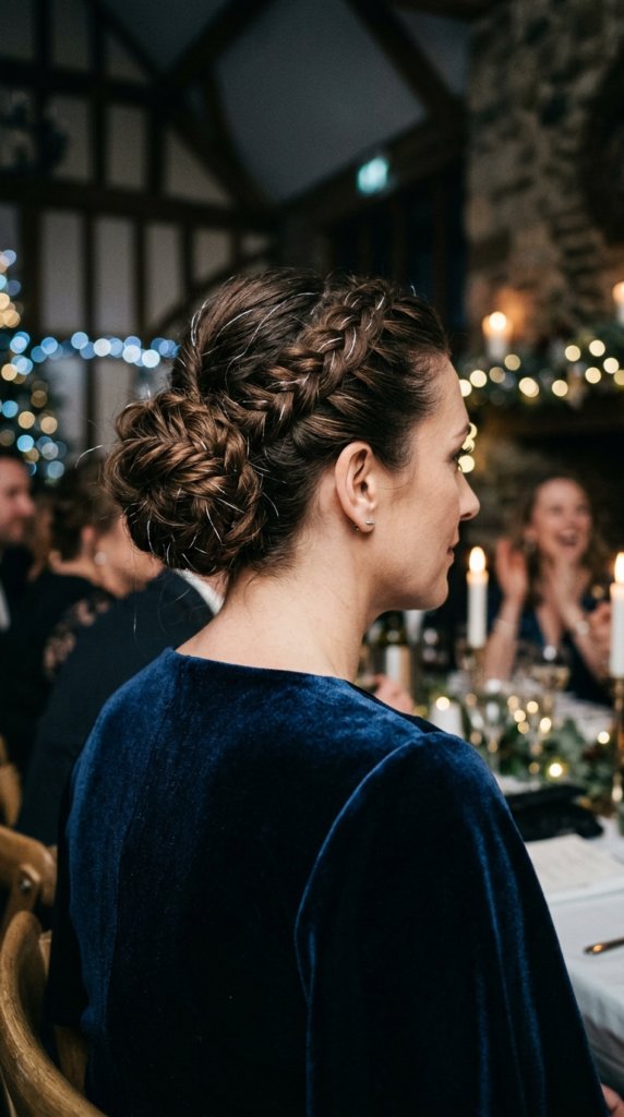 Braided Updo with Tinsel Strands (2)