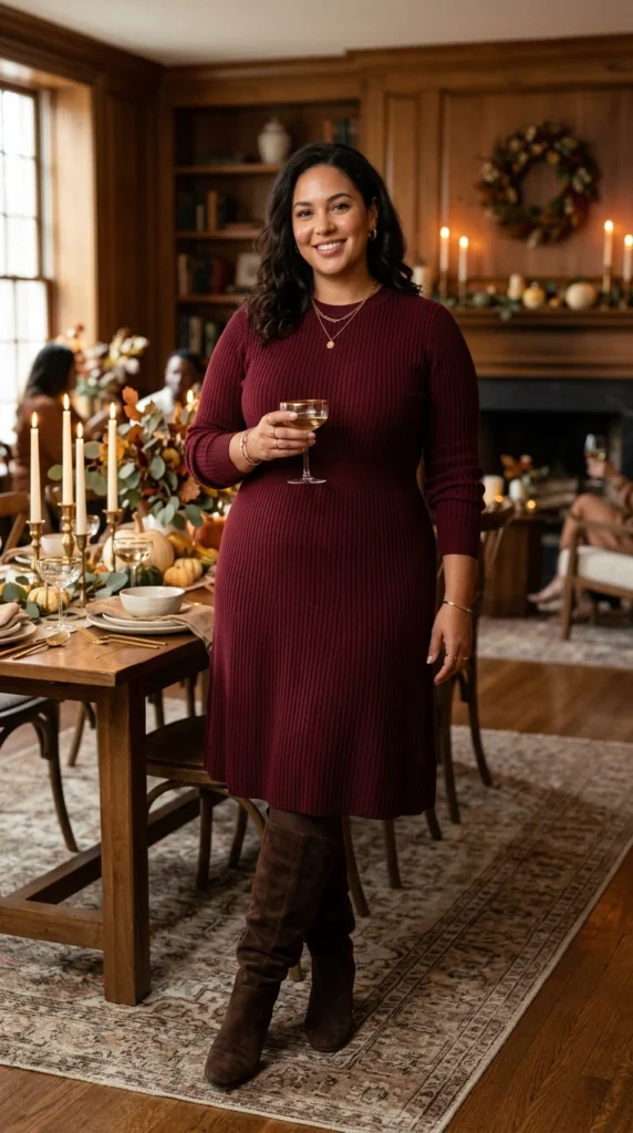 Burgundy Sweater Dress
