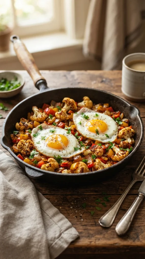 Cauliflower Hash with Fried Eggs
