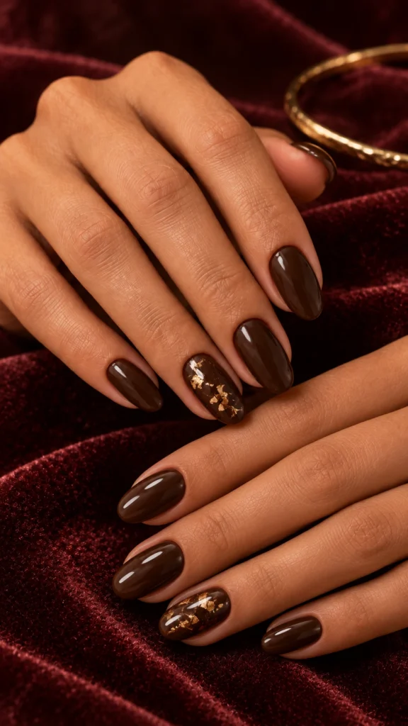Chocolate Brown with Gold Foil Accents