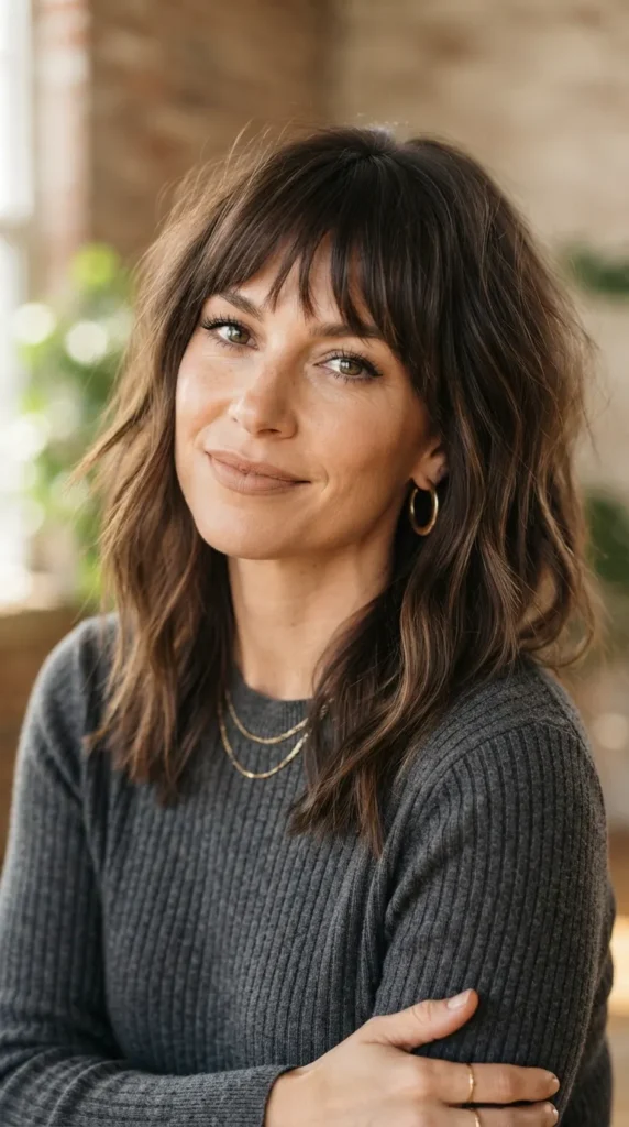 Choppy Mid-Length Cut with Bangs