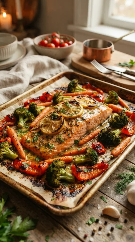 Garlic Butter Salmon with Roasted Vegetables