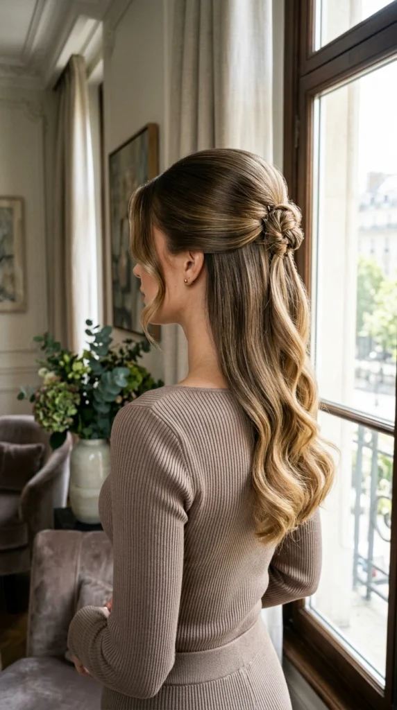 Glossy Half-Up Style