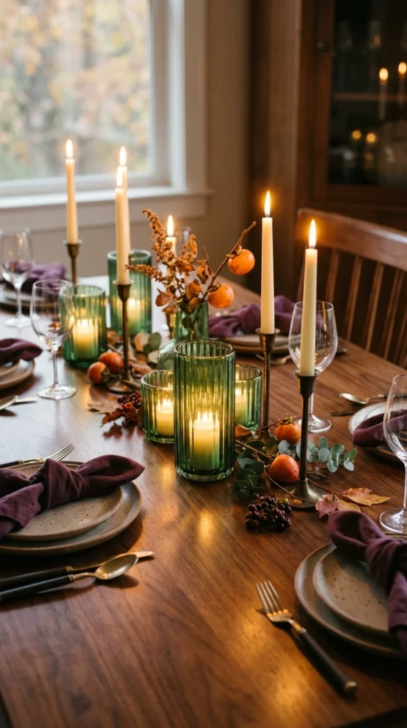 Jade Glass Candle Holders