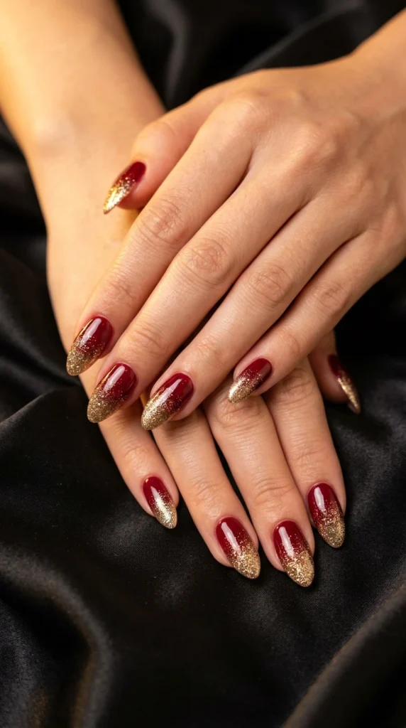 Red and Gold Glitter Ombre