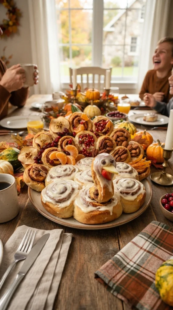 Turkey-Shaped Cinnamon Rolls