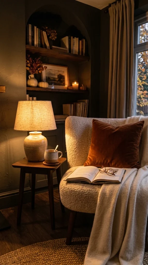 Warm Amber Table Lamp with Linen Shade