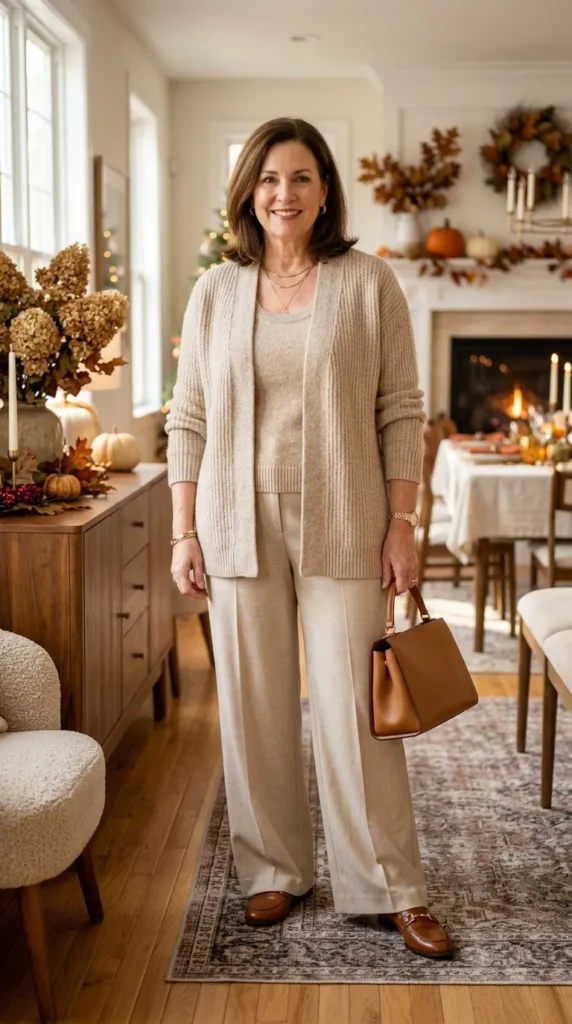 Cardigan Set with Tailored Pants
