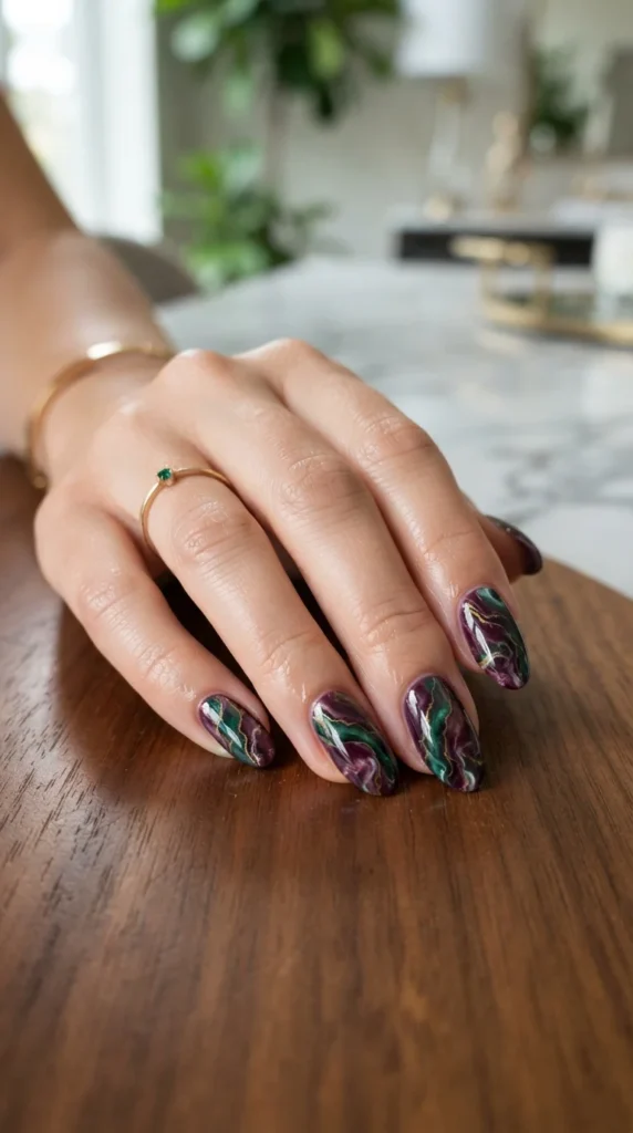 7. Deep Plum and Emerald Marble