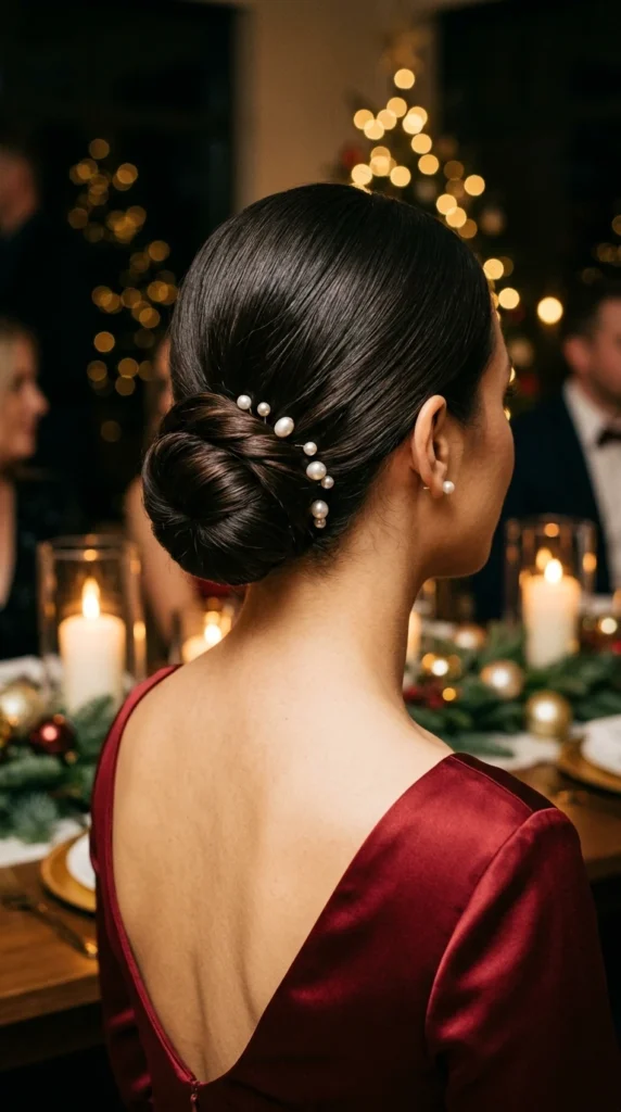 Elegant Chignon with Pearl Pins