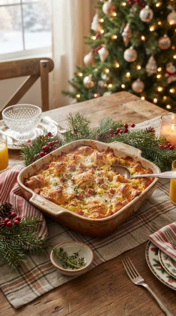 Ham and Cheese Croissant Bake