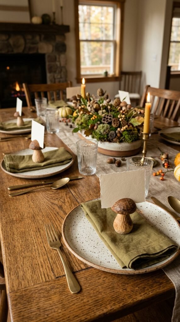 Wooden Mushroom Place Card Holders