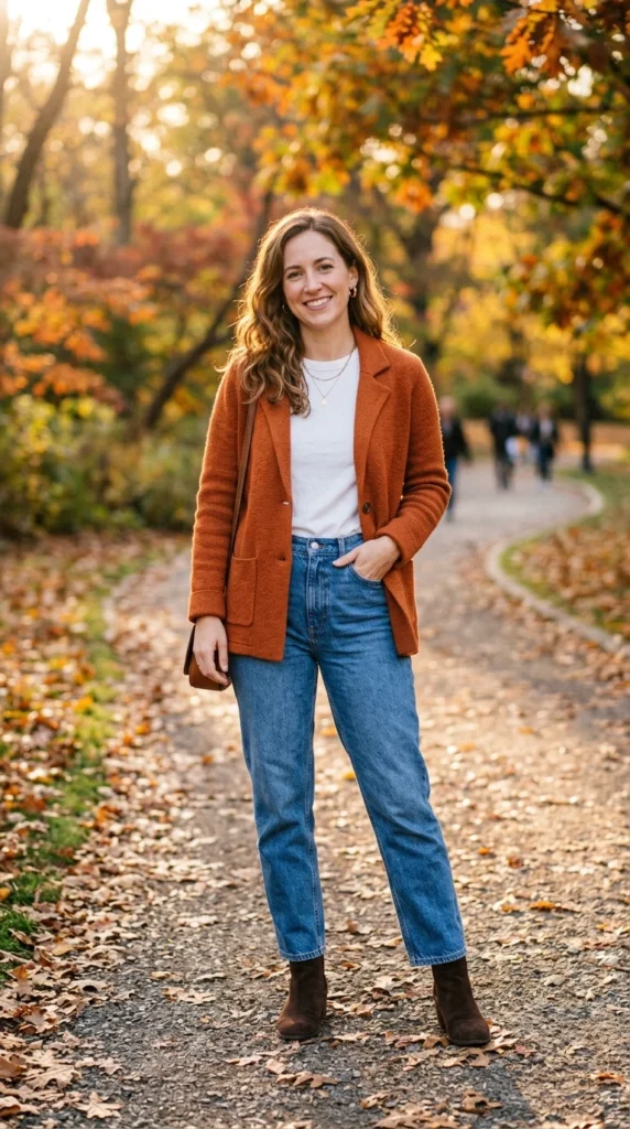 Cardigan Blazer and Mom Jeans