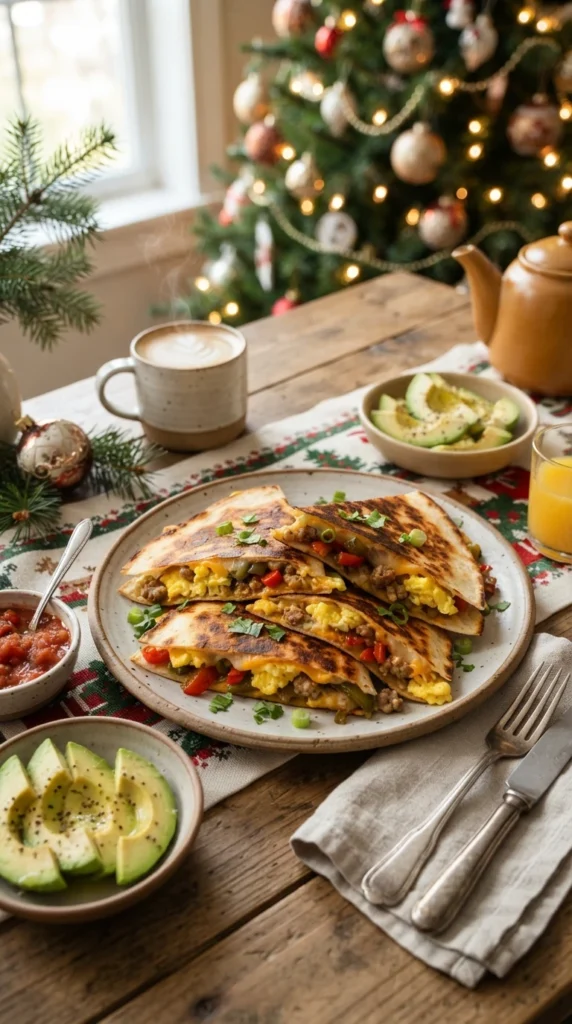 Christmas Breakfast Quesadillas