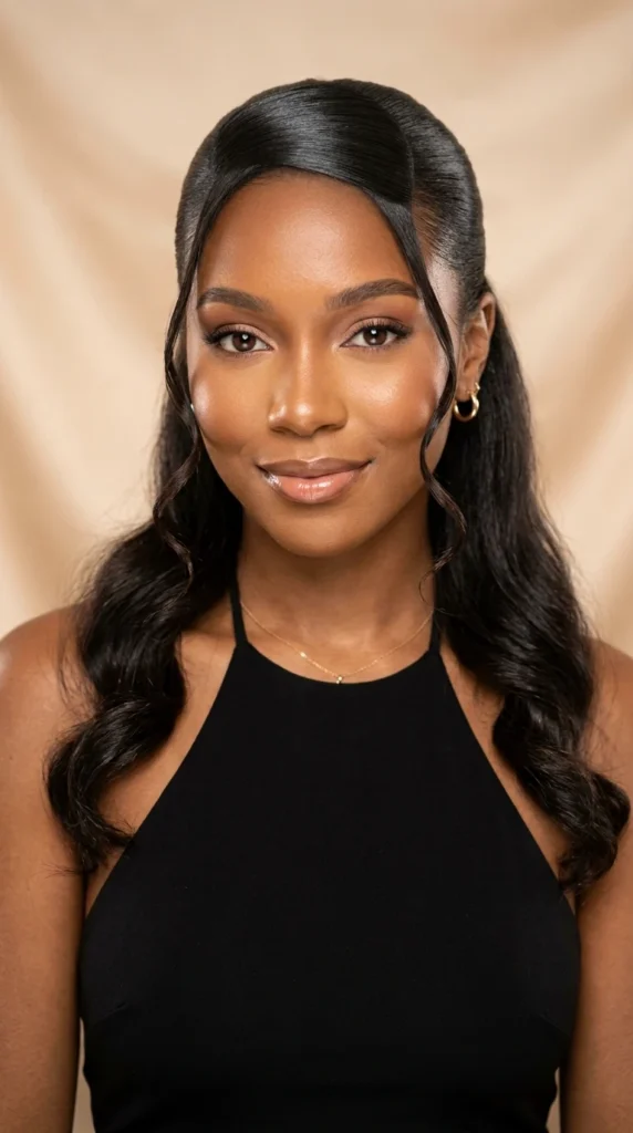 Face-Framing Curls with Slicked-Back Crown