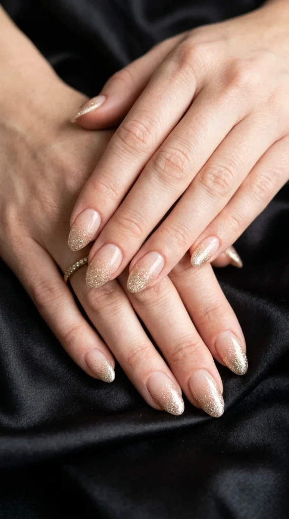 Glitter Ombre Gold Tip