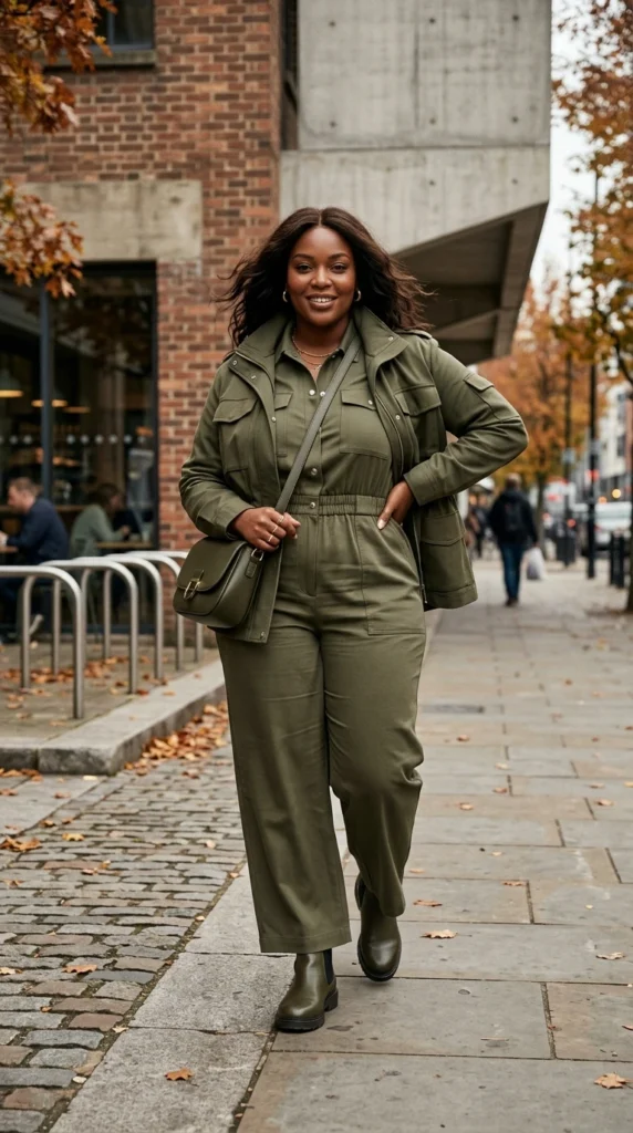 Olive Jumpsuit and Olive Utility Jacket