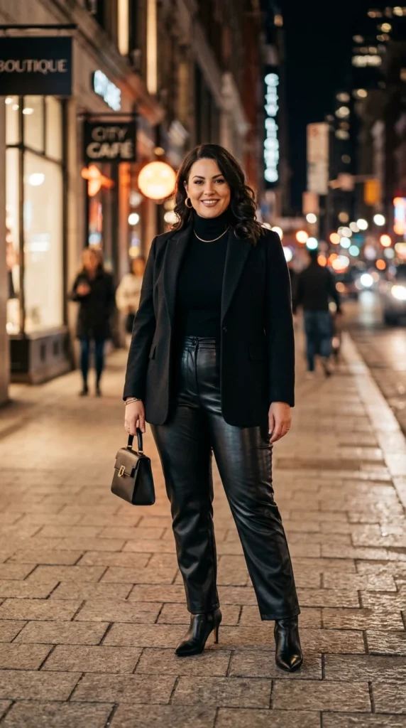 Over a Cozy Turtleneck and Leather Pants