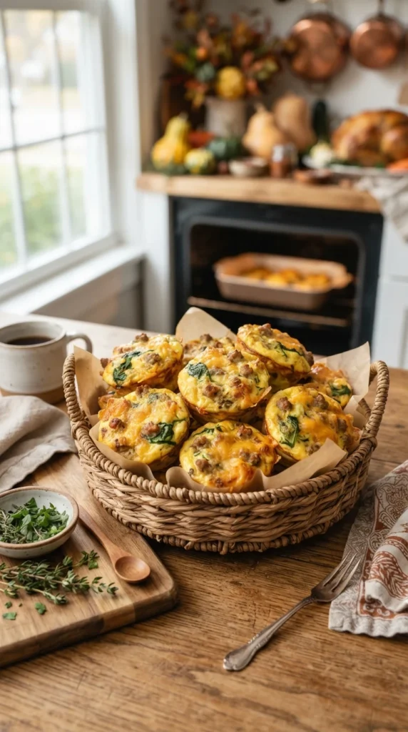 Sausage, Spinach & Cheddar Egg Muffins