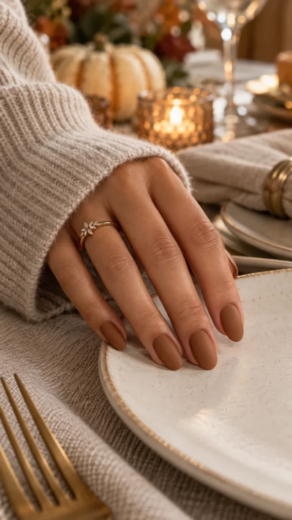 Warm French Tips with Copper Line