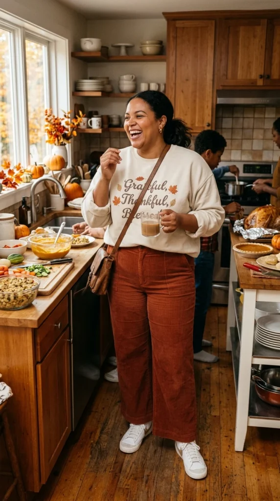 Corduroy Pants and a Graphic Sweatshirt
