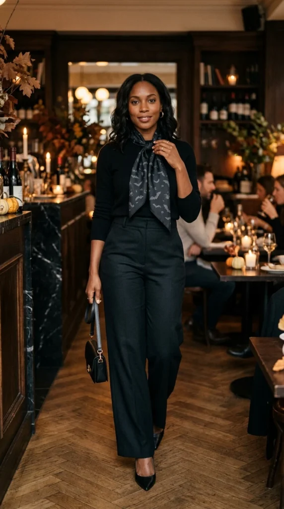 Bat Print Accessories with a Simple Outfit