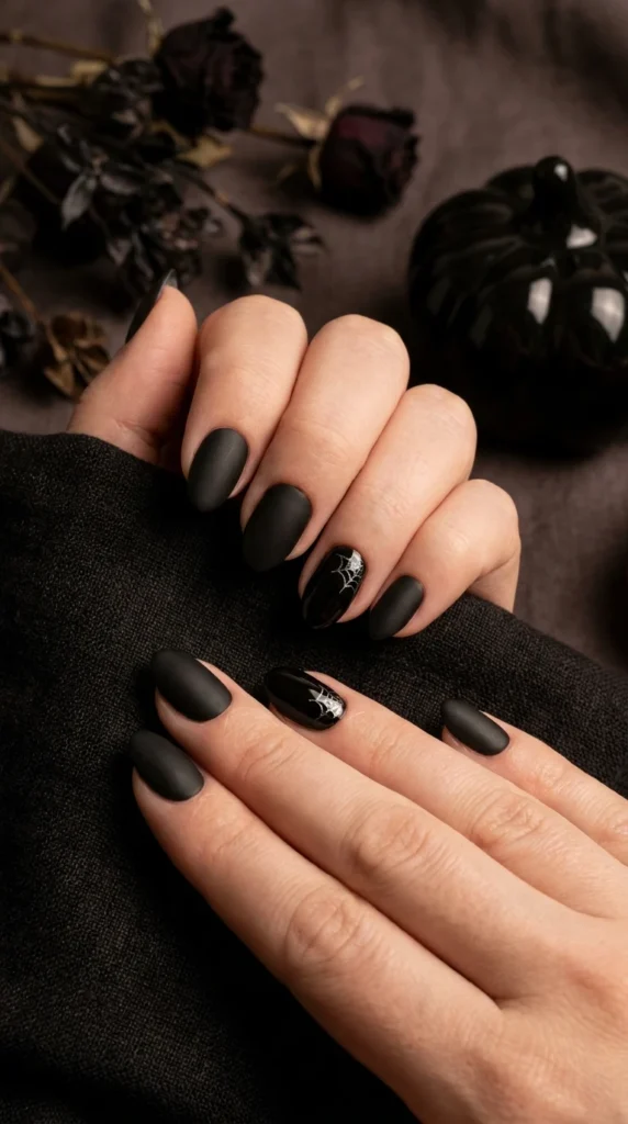  Matte Black Halloween Nails