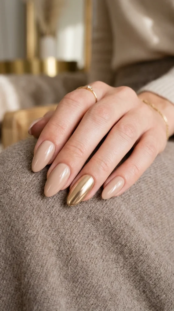 Metallic Gold Accent Nail