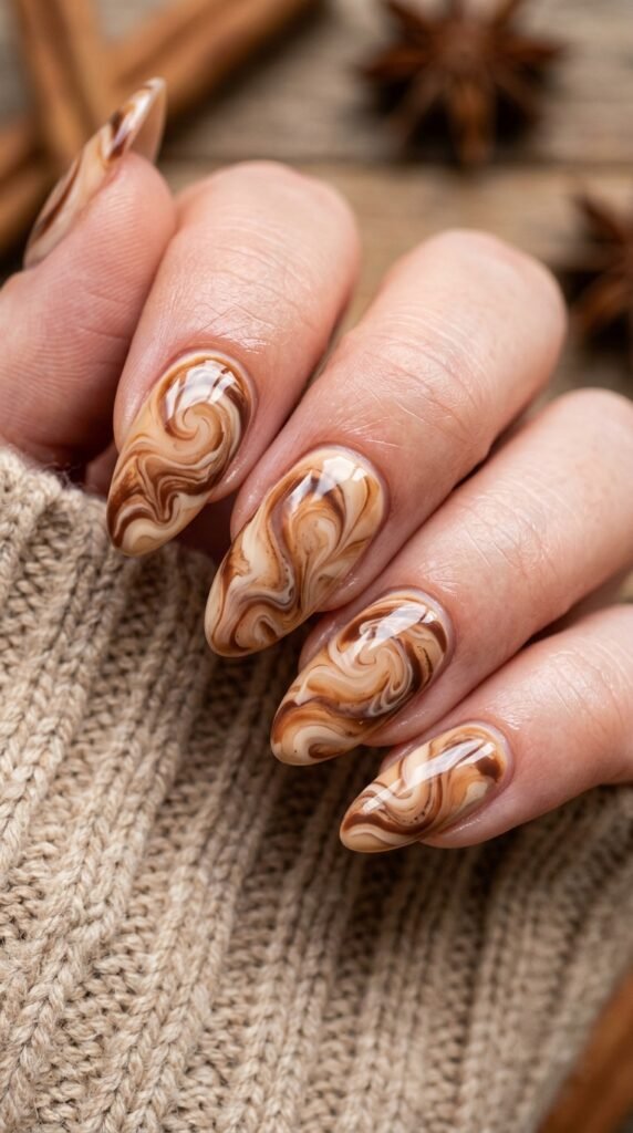 Cinnamon Swirl Nails