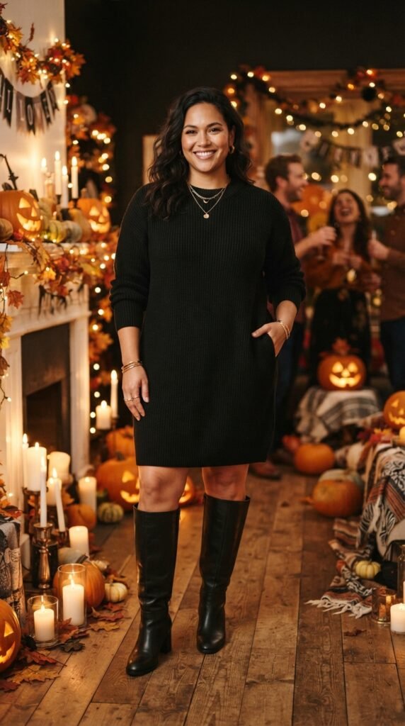 Cozy Sweater Dress With Tall Boots