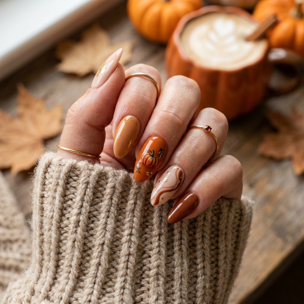 15 Cozy Pumpkin Spice Nail Designs to Try in Fall 2026