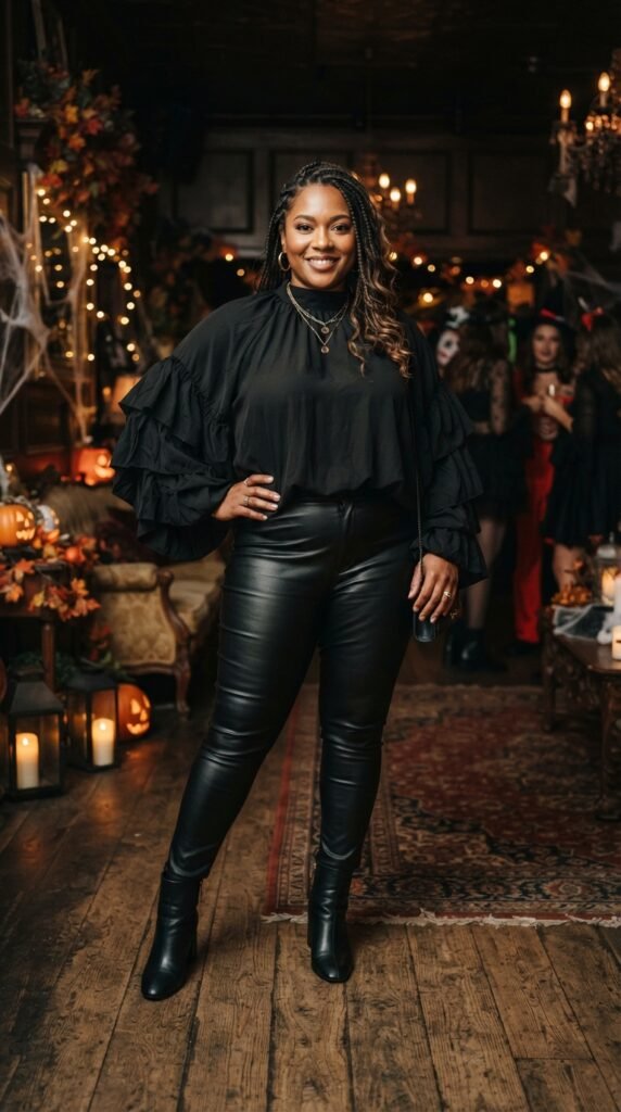 Leather-Look Pants With a Statement Top