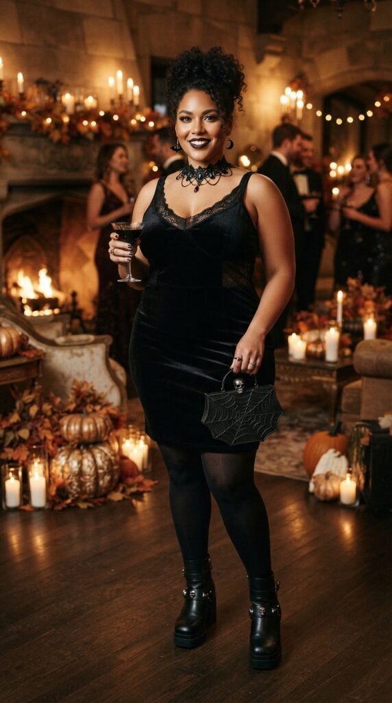 Little Black Dress With Spooky Accessories