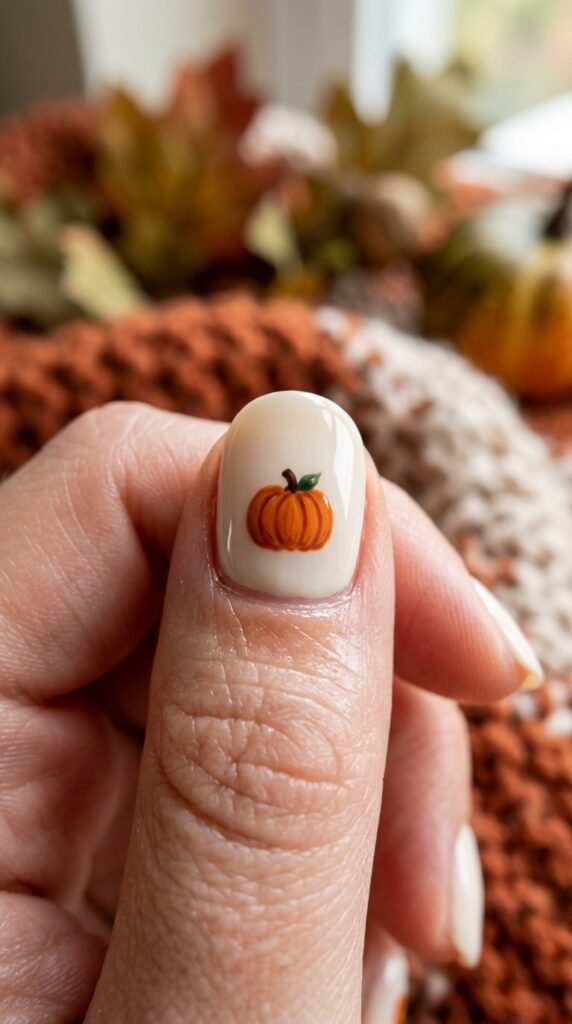 Tiny Pumpkin Accent Nails