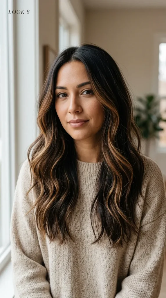 Toffee Highlights on Dark Hair