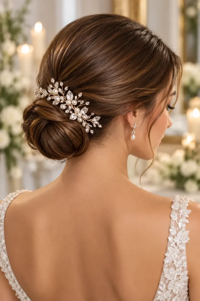 Jeweled Comb in a Sleek Bun