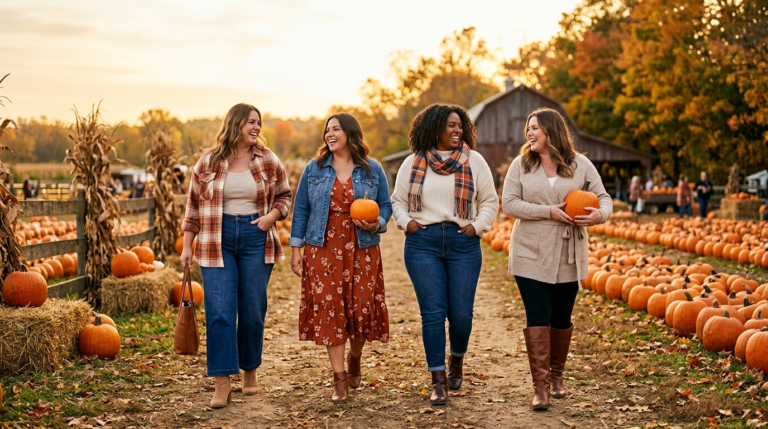 15 Plus Size Pumpkin Patch Outfits for Fall Photos