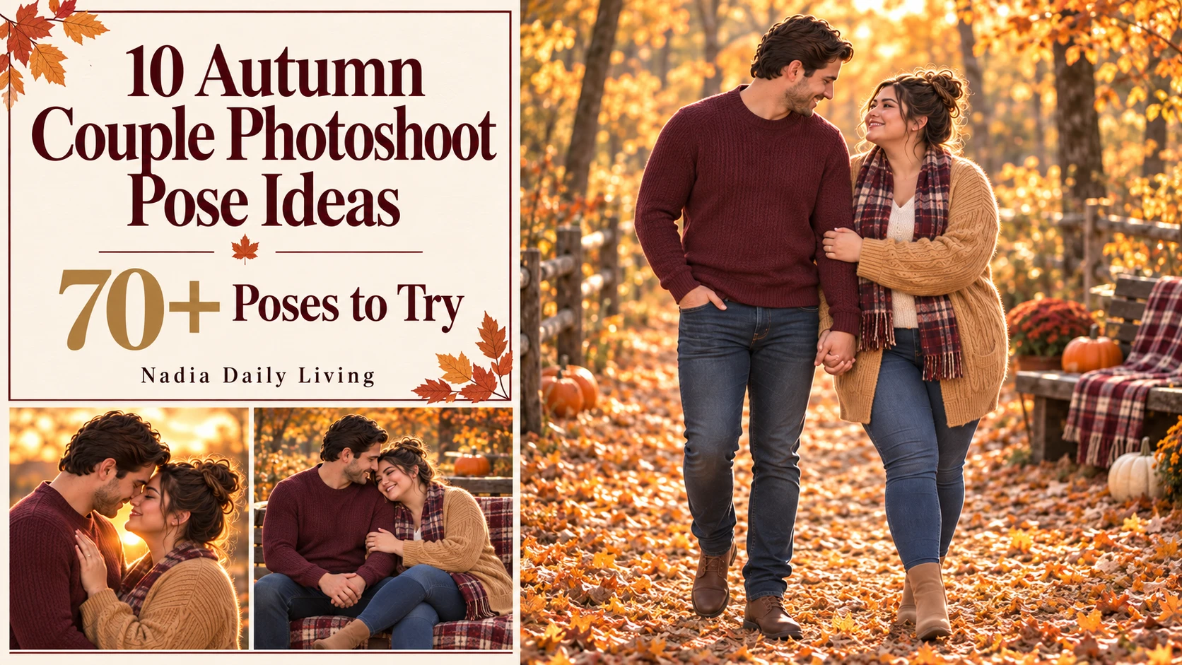 10 Autumn Couple Photoshoot Pose Ideas (70+ Poses)