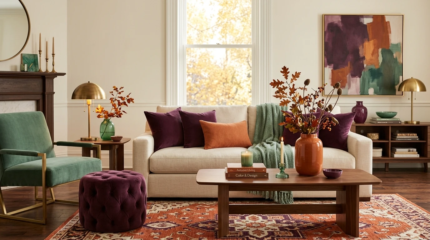 20 Fall Color Palette Decor Ideas Plum, Persimmon & Jade
